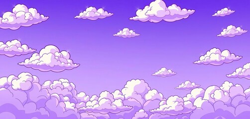Purple cartoon cloud sky background, whimsical comic style, comic book, dreamy