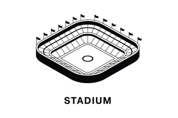 Modern Stadium Silhouette Vector Illustration