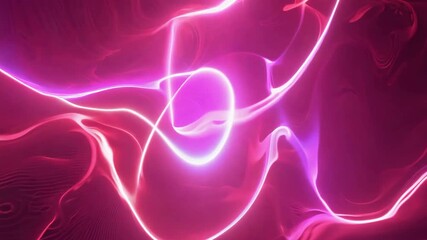 Dynamic, seamless looping background featuring flowing, undulating pink and magenta glowing energy lines and abstract waves - Powered by Adobe
