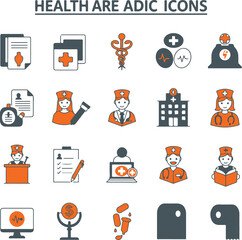Health Care and Medical Icons Set hospital doctor