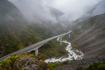 beautiful high way Arthur pass we can see amazing nature during drive in this road mountain river...