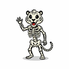 funny cartoon a skeleton tiger