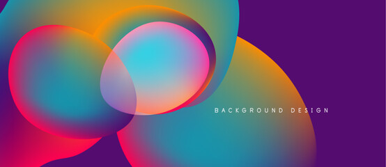 Fototapeta premium Abstract colorful overlapping circles create vibrant background. Gradient hues blend smoothly, offering modern visual appeal.