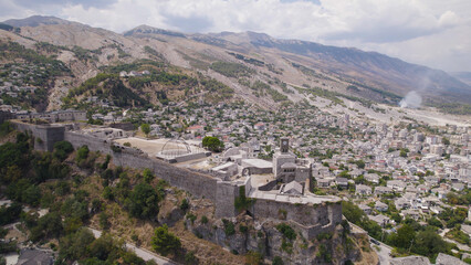 Gjirokaster Fortress Albania with Mountains in Background