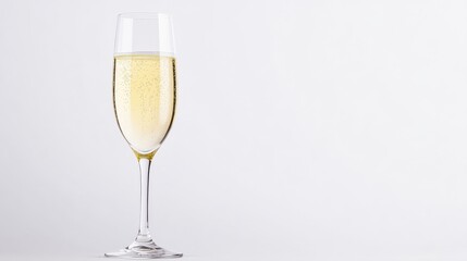 Sparkling beverage in an elegant flute glass on a minimalistic background ready for celebration
