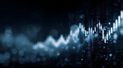 Abstract visualization of futuristic financial data graphs with glowing blue lines and soft bokeh lights