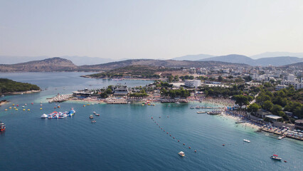 Fototapeta premium Aerial View of Coastal Bars and Ksamil Beach Albania