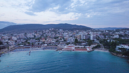 Ksamil Albania Aerial View at Dusk