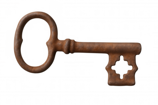 Old rusty skeleton key representing unlocking, solution, access, secret, security, history, and vintage concept - Powered by Adobe