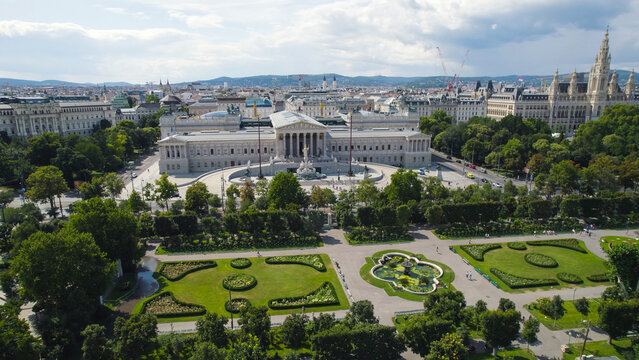 Aerial View of Austrian Parliament Building Vienna Austria