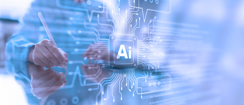 AI Artificial Intelligence in Digital Communication and Data Processing. - Powered by Adobe