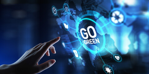 Go Green Promoting Environmental Sustainability and Eco-Friendly Practices, projection on a virtual...
