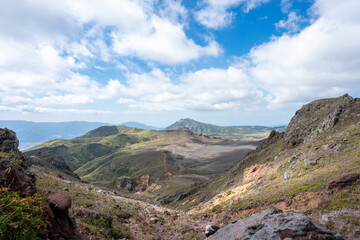 阿蘇山の登山道と空