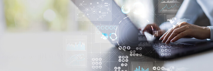 Data Visualization and Analytics for Informed Decision-Making on a Wide Banner, Business and Technology Concept.
