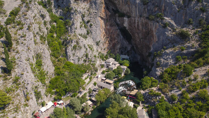 Aerial View of Blagaj Tekija Monastery Bosnia and Herzegovina