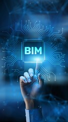 BIM Building Information Modeling Revolutionizing Construction and Design Technology Concept Illustrated on Processor.
