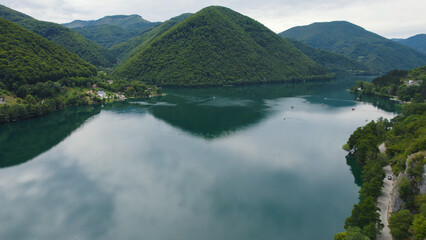 Aerial View of Veliko Plivsko Lake Surrounded by Hills