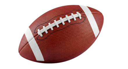 A classic american football, isolated on transparent background, showcasing its textured leather surface and white laces, ready for game day