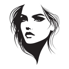Beautiful girl face silhouette. Vector illustration on white background.
