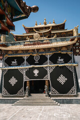 Songzanlin Monastery near Shangri-La, Yunnan, China. Largest Tibetan Buddhist monastery in southwest China, known as the Little Potala Palace for its majestic design