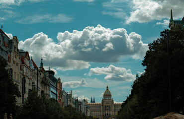 Prague city landscapes. Streets and roads of the Czech capital.