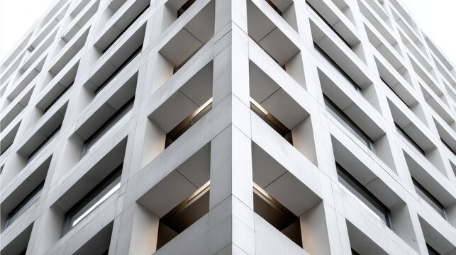 Contemporary geometric architecture featuring a repetitive grid facade pattern