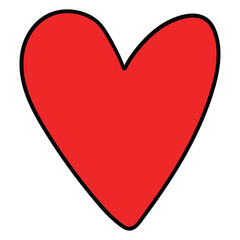 Hand-drawn cartoon red heart on a white background.