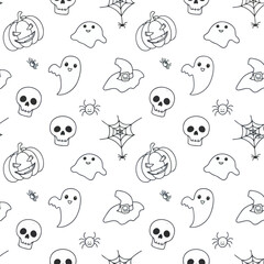 Halloween Elements Pattern Doodle