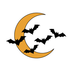 Bat Flying Doodle Illustration