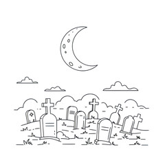 Graveyard Doodle Vector