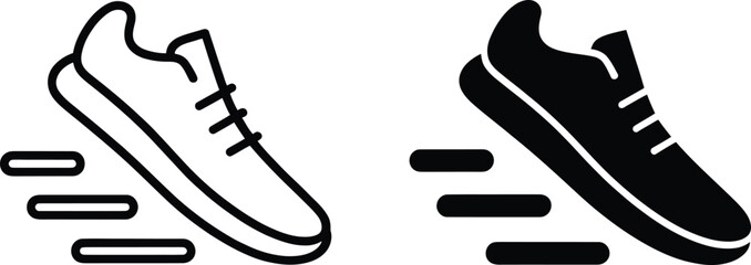 Obraz premium Two distinct sneaker outlines presented with a minimalist design silhouette.