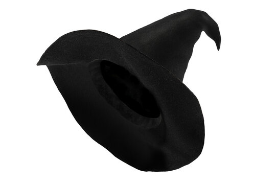 Black witch conical hat on isolated transparent background. Halloween decor