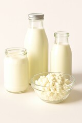 dairy products on white background