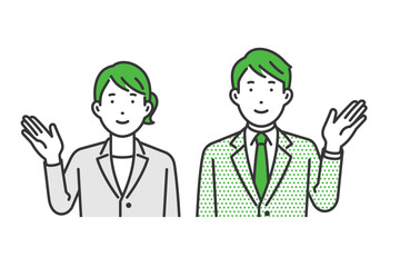 案内,スーツ男女