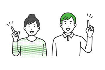 指をさす,私服男女