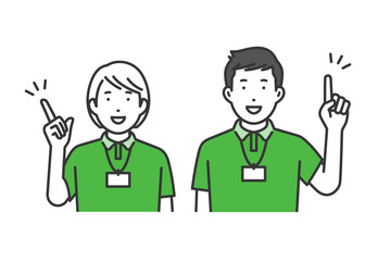 指をさす,スタッフ男女