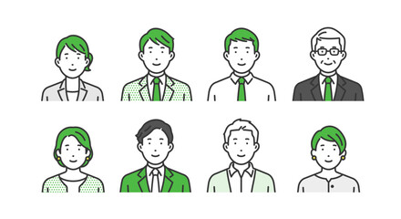 ビジネス男女アバターアイコンセット
