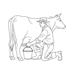 Diligent Field Farmer Line Art – Farmer Vector Artwork with Smooth Handcrafted Detailing – Farmer Drawing – Vector of Farmer – Farmer Sketch