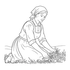 Modern Farmer Line Art – Farmer Vector Illustration Featuring Refined Countryside Style – Farmer Drawing – Line Art Drawing of Farmer – Farmer Icon