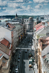 Prague city landscapes. Streets and roads of the Czech capital.