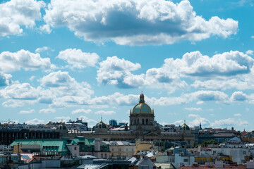 Prague city landscapes. Streets and roads of the Czech capital.