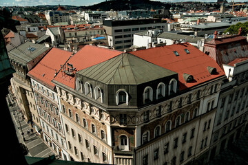 Prague city landscapes. Streets and roads of the Czech capital.