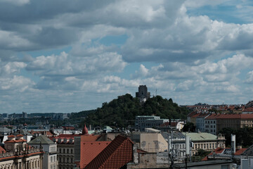 Prague city landscapes. Streets and roads of the Czech capital.