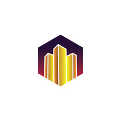 golden building company logo design vector illustration
