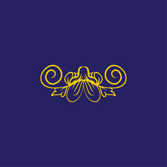 Elegant golden scrollwork illustration featuring a symmetrical, abstract floral motif with flowing ornate curves, perfect for vintage design elements, graphic embellishments, and decorative accents