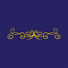Elegant golden flourish ornament with classic swirls, a vintage calligraphic scroll design element used as a decorative page divider or border