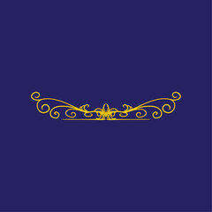 Golden ornate decorative flourish with intricate baroque-style details, perfect for luxurious vintage designs, elegant wedding invitations, or classic text dividers