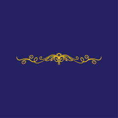 Ornate golden filigree border element with elegant swirls, a classic baroque style divider for luxurious graphic design projects