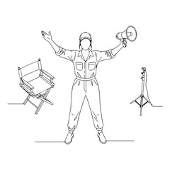 Cinematic Visionary Filmmaker Line Art – Filmmaker Vector Design with Professional Composition – Filmmaker Drawing – Line Art Drawing of Filmmaker – Filmmaker Icon