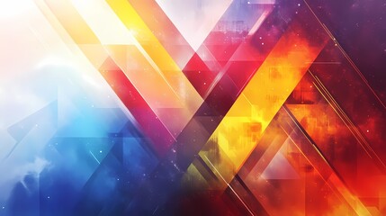 Abstract geometric patterns with vibrant colors and gradients creating a dynamic visual effect